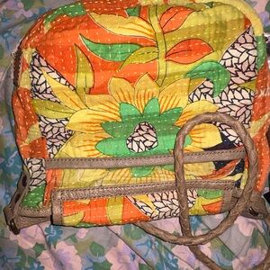 Will Leather Goods Orange and Green Floral Hobo Bag